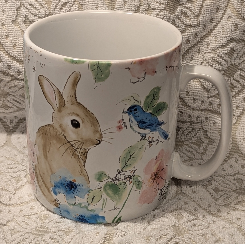222 Fifth Bastia Bunny Rabbit Floral JUMBO Mug